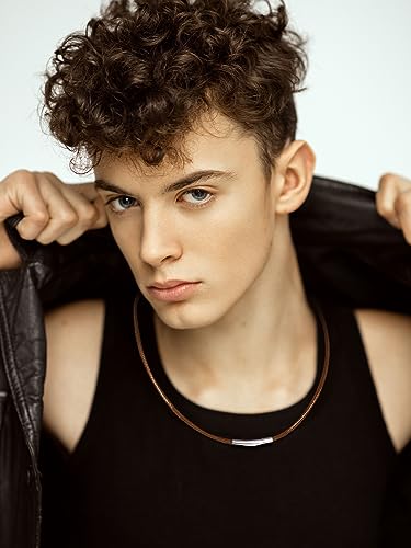 Bestyle Leather Chain Necklace 2 mm/3 mm Leather Chain Cord with Stainless Steel Clasp for Men 40 cm-76 cm