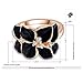ACEFEEL Rose Gold Plated AAA Zirconia Crystal Luxurious Black Enamel Flower Design Cocktail Ring Size 7