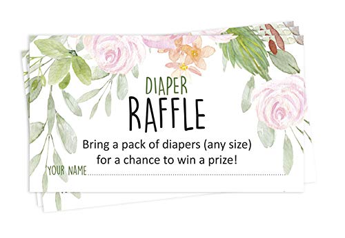 Inkdotpot 30 Floral Baby Shower Diaper Raffle Ticket Lottery Insert Cards Supplies Games For Baby Shower Party Bring A Pack Of Diapers To Win Favors Gifts And Prizes