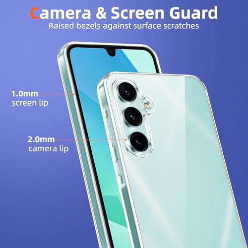 Viojrlra Case for Samsung Galaxy A16 4G/5G with 2 Pieces Tempered Glass Screen Protector, Transparent Soft TPU Silicone Case, Anti-Shock, Anti-Scratch Case for Samsung A16