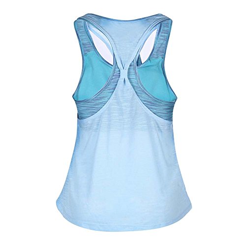 camgo Padded Active Camisole Yoga Tanks Tops with Built-in Bra Vest Racerback Shirts for Gym Workout Exercise (L, Blue2) - Thumbnail 3