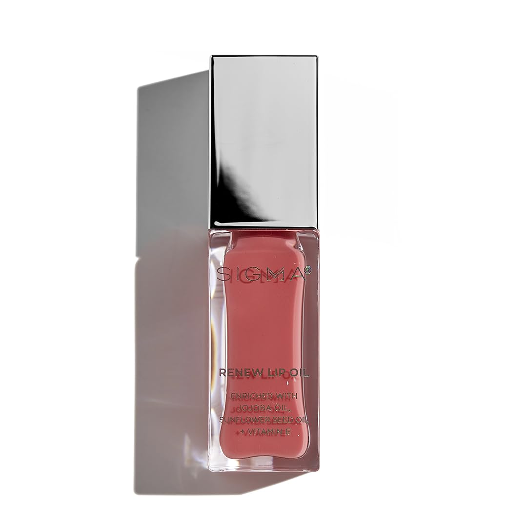 Sigma Beauty Renew Lip Oil - Fresh Pink Sheen - Nourishing, Non Sticky Lip Oil with Subtle Sheen - Paraben Free Lip Gloss -Tranquil