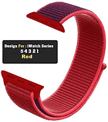 Niyo Nylon Band Compatible with Apple Watch Series 5, Series 4, Series 3, Series 2, Series 1, (Watch Not Included) (42mm/44mm, Red Sports)
