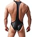 YUFEIDA Men's Athletic Supporters Faux Leather Soft Jockstrap Leotard Slim Fit Active Base Layers Jumpsuits Bodysuit