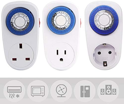 AMZVASO - 24 Hours Programmable Mechanical Mini Timer Switch Smart Countdown Switch Socket 230V16A Blue