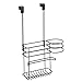 mDesign Metal Bathroom 2 Section Storage Tool Organizer Basket Tray - Hang Over Cabinet Door - Storage for Hair Dryer, Straightener, Curling Iron, Styling Products - Concerto Collection - Matte Black