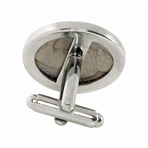 Westward Journey 2005 Bison Jefferson Nickel Silvertone Bezel Cuff Links