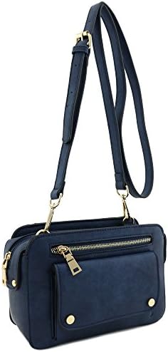 Faux Leather Square Crossbody Bag Blue