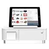Square and Shopify Register Hardware Bundle Compact- Bluetooth Receipt Printer, 4 Bill 4 Coin Cash Drawer, Universal Table Stand for iPad Air, Air2, Mini and Others (White)