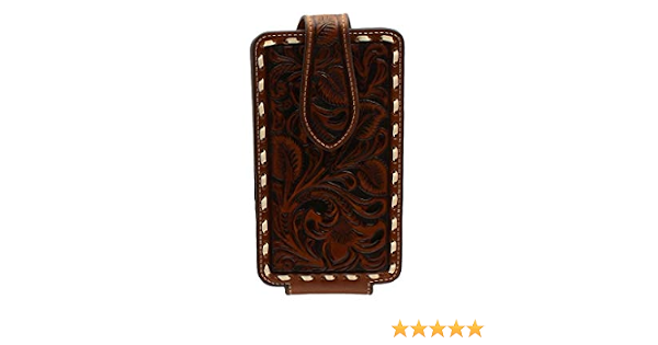 Cell Phone Case Tooled Wallet Brown 