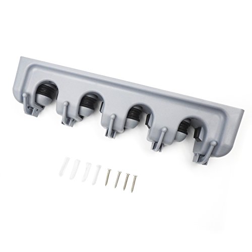 Digital Ant Mop and Broom Holder, Wall Mounted Garden Tool Storage Tool Rack Storage & Organization for Your Home, Closet, Garage and Shed (4 Positions with 5 Hooks)
