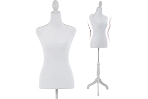 RUESLEAG Female Mannequin,50-63 Inch Height Adjustable Dress Form,Torso Manikin with Wooden Tripod Stand for Sewing Clothes Jewelry Display