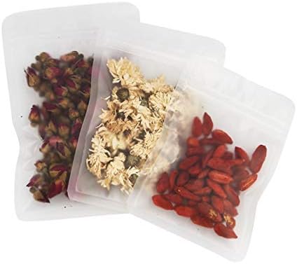 100x Frosted Clear Poly Zipper Bags 3.9 Mil Reclosable Zip Lock Storage Plastic Bag for Jewelry Candy Tea Packaging Self Seal Reselable Ziplock Food Package Pouch Baggies (8x12cm (3.1"x4.7"))