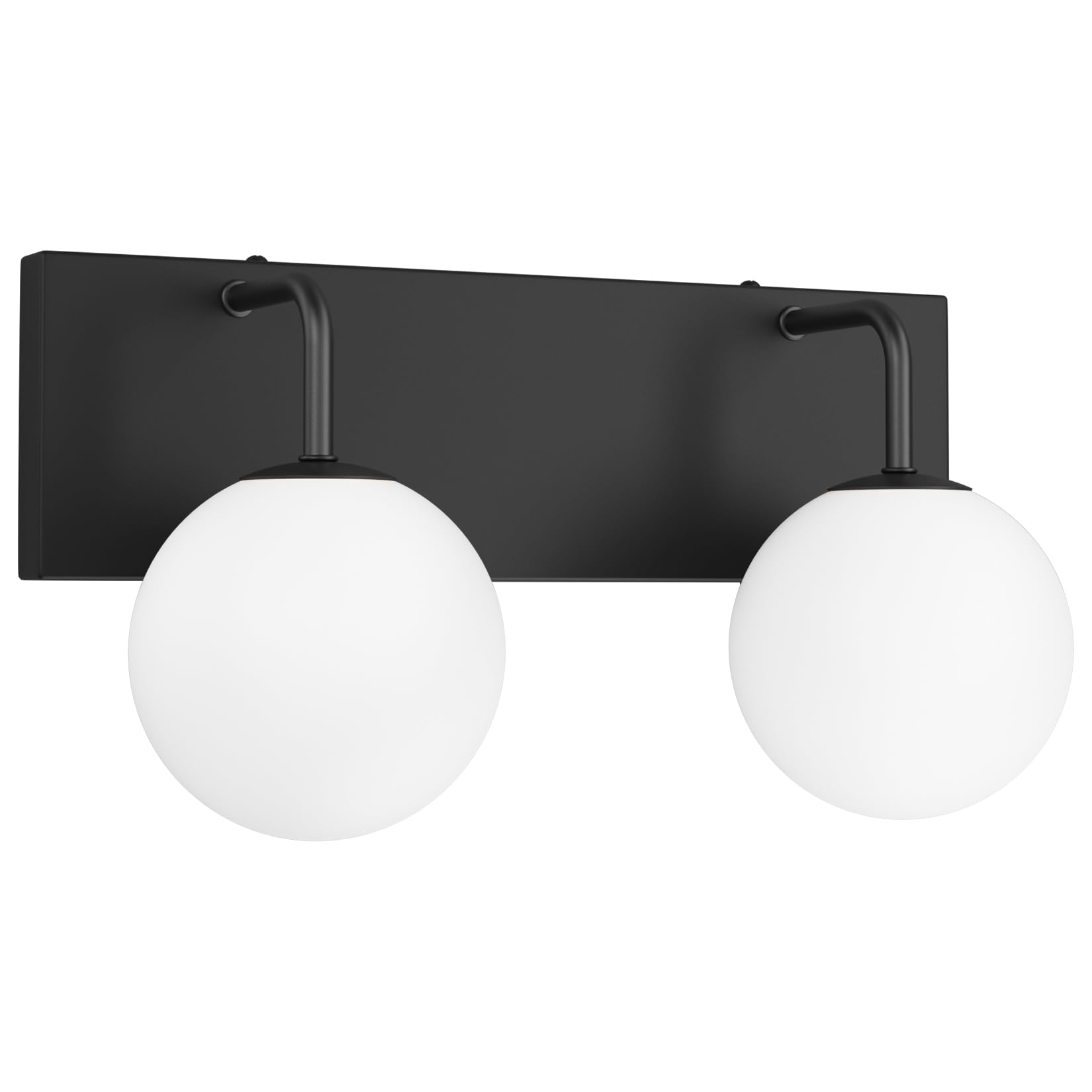Photo 1 of Tipace Black Vanity Light Fixtures, 2-Light Modern Bathroom Light Over Mirror with White Milk White Globe Glass for Bathroom (Exclude Bulb)