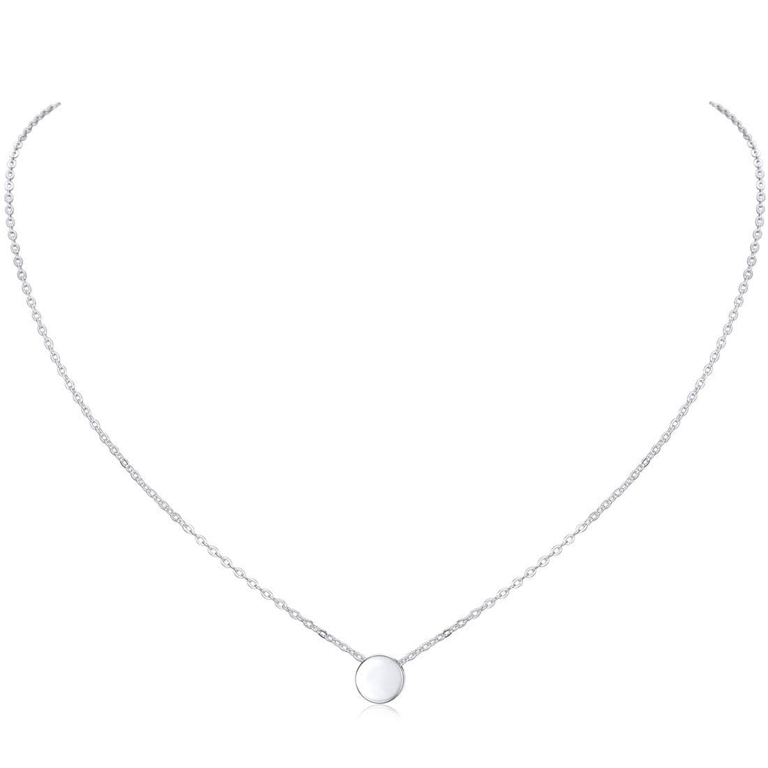ChicSilver Silver Necklace for Women Tiny Small Round Pendant 925 Sterling Silver Necklace Chain Hypoallergenic Silver Jewellery for Ladies Sisters โ image 1