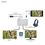 RYFOND Lightning to HDMI VGA Audio Adapter Converter Cable, Plug & Play 3 in 1 for iPhone X/8/8 Plus/7/7 Plus/6/6 Plus/6S/Apple iPad