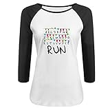 Lady's Stranger Things Christmas Lights Run Floral Fine Jersey Raglan tee