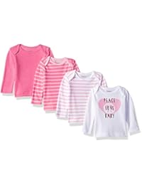 Hanes Ultimate Baby Flexy 4 Pack Long Sleeve Crew Tees, Pink Stripe, 12-18 Months