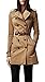 Komene Women's Elegant Double-breasted Long Trench Coat with Belt