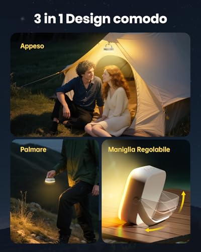 Eventek Pack of 2 Camping Lamps, 4000 lm, 10000 mAh Super Brightness Camping Light Up to 100+ Hours & 4 Light Modes, IP65 Waterproof Portable Rechargeable Camping Lamp for Tent, Emergency