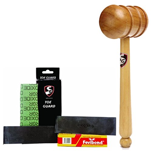 SG Cricket Bat Care - Wooden Mallet Combo (SG Toe Guard Pack + Wooden Mallet)