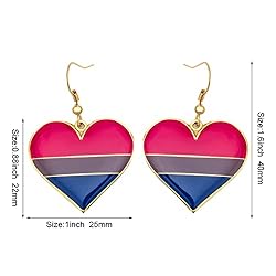 Bisexual Pride Heart Shape Dangle Earrings Gay