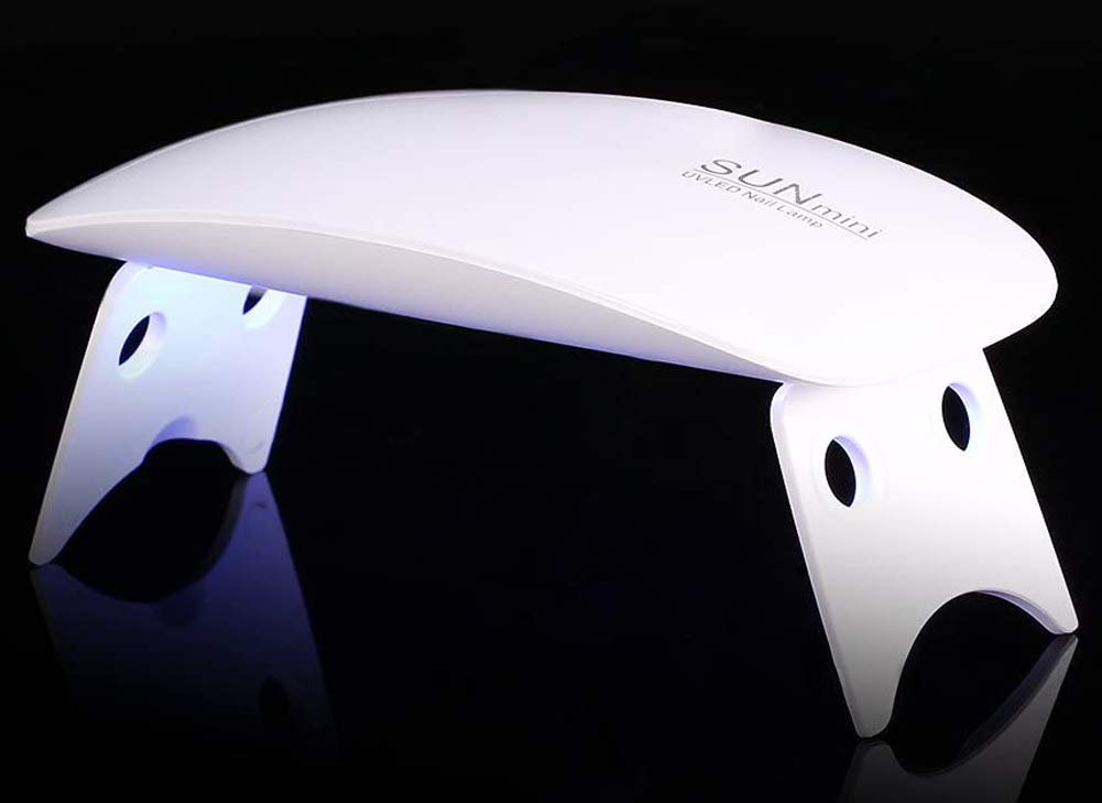 SoulQ Mini UV LED Nail Lamp,6W USB Foldable Nail Gel Dryer Lamp,Polish Curing Machine Nail Art Dryer with 45sec 60sec Timer,Home Salon Nail Light (White)