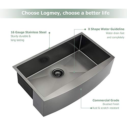 33 Black Farmhouse Sink Logmey 33 inch Kitchen Sink Gunmetal Black