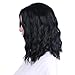 YOPO Bob Wavy Wig Short Black Hair Wigs No Bangs Shoulder Length Middle Part Wigs Natural Looking Fluffy Wig for Black Women with Wig Cap(Short Natural Black Wavy)