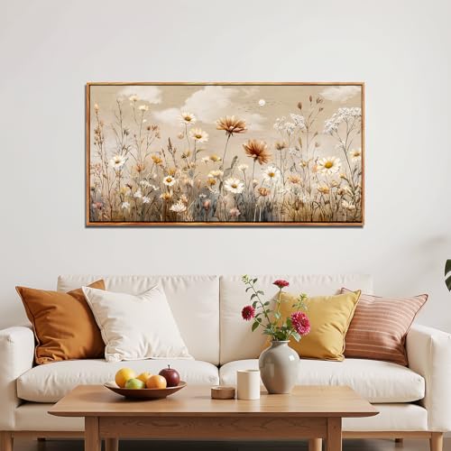 SERIMINO Modern Living Room Decoration Paintings, Frames for Large Decorative Canvas, Vintage Decorative Flowers Prints, Paintings, Nature, Hallways, Dining Room, Bedroom, 50 x 100 cm