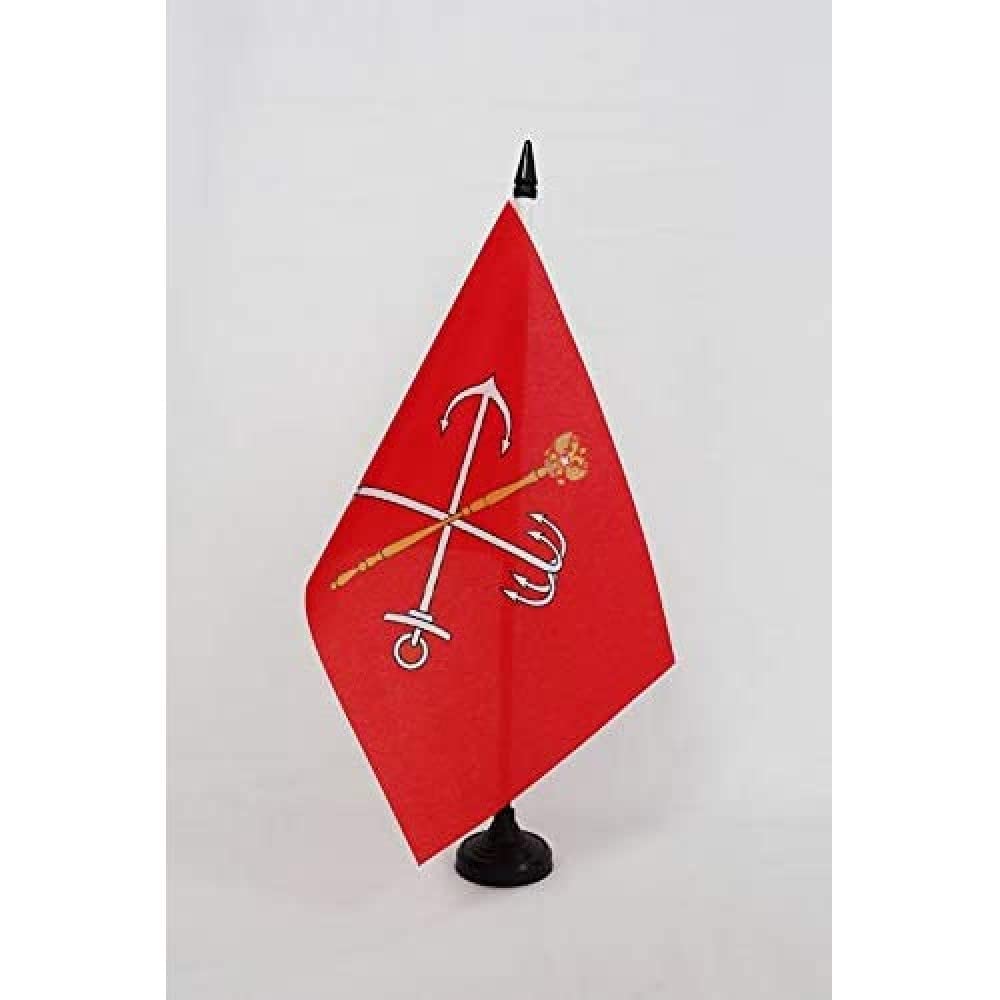 AZ FLAG Saint Petersburg Table Flag 5'' x 8'' - Leningrad Office Decoration 100% Polyester 21 x 14 cm - Mini Desk Flag with Pole and Black Plastic Base