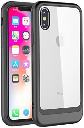Hotsung Ultra Hybrid Protection iPhone X Case with Hybrid Drop Protection for Apple iPhone X (2017) [Reinforced Frame] TPU Bumper + Clear Hard PC Back Cover - (Black)