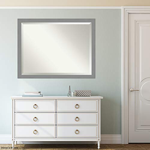 Amanti Art Vanity Bathroom Brushed Nickel Frame | Wall Mounted Mirror, Glass Size 40 x 30, 40x30 - Thumbnail 6