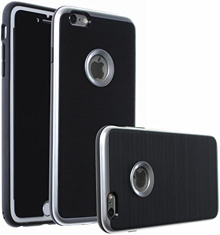 Case Art Plus [Black Mask] Privacy Anti-Spy Tempered Glass Screen Protector Film + [Curved Metalic Bumper] Super Slim Fit Light Case for iPhone 6 / 6S (4.7") (Silver)