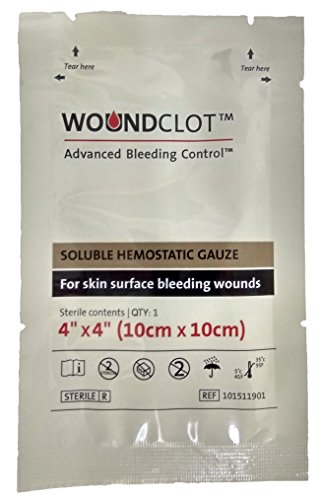 WoundClot Soluble Hemostatic Gauze - Advanced Bleeding Control (4â€ x 4â€ (10cm X 10cm))