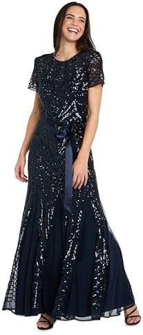 r&m richards black sequin dress VTG R&M Richards black sequin maxi ruffle cocktail dress 90s flowy sz 22W