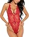 Avidlove Teddy Lingerie for Women One Piece Babydoll Lace Bodysuit Romper Dark Red S