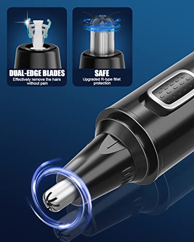 Nose Hair Trimmer, USB Rechargeable Nose Hair Trimmer, 3-in-1 Set, Ear Hair Trimmer with Double Cutting Blades, Professional Painless Eyebrows and Face Hair Trimmer for Men and Women
