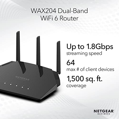 NETGEAR 4Stream WiFi 6 DualBand Gigabit Router (WAX204) AX1800