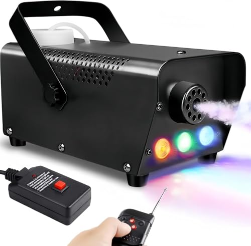 Máquina de Fumaça, Máquina de Fumaça, Máquina de Neblina Portátil, Neblina de Atualizada com Luzes LED, 500W com Efeito de Luzes de E Controle Remoto