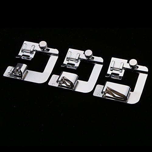 3 PCS Rolled Hem Pressure Foot Sewing Machine Presser Foot Hemmer Foot Set (1/ 2 Inch, 3/ 4 Inch, 1 Inch) And 1 PCS Snap-on Adjustable Bias Binder Foot Fit For Most Low Shank Sewing Machines, Aunifun - Thumbnail 3