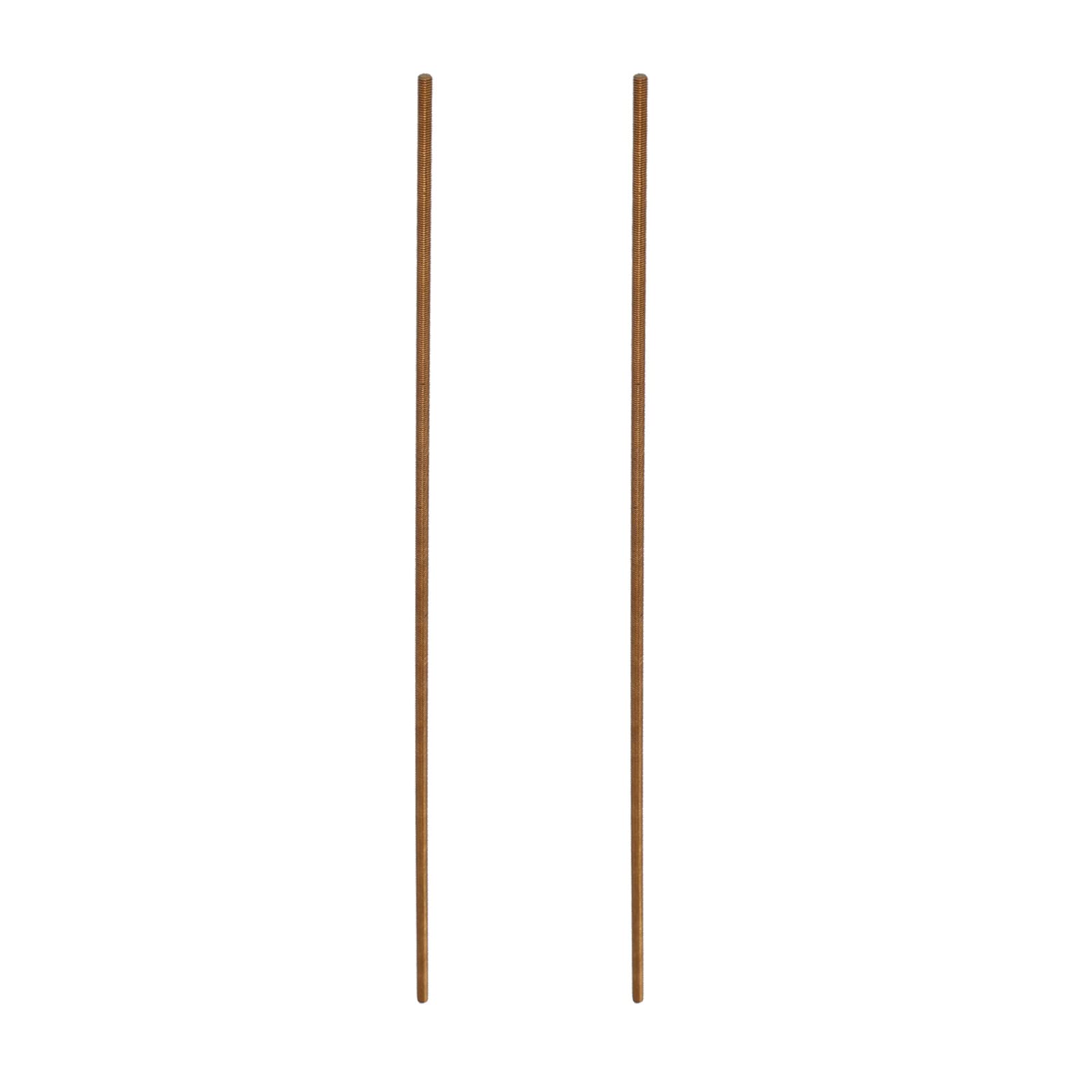 Rebower Fully Threaded Rod All Thread Brass Rod Bar Studs, [for Clamps and U-Bolts] - M2.5 x 250mm Male Threaded 0.5mm Pitch/Gold/2Pack