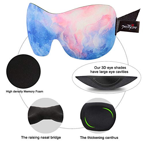 PrettyCare 3D Sleep Mask Aurora Purple and Blue Eye Mask for Sleeping - Contoured Face Mask Silk - Blindfold with Ear Plugs,Travel Pouch - Best Night Eyeshade for Men Women Kids