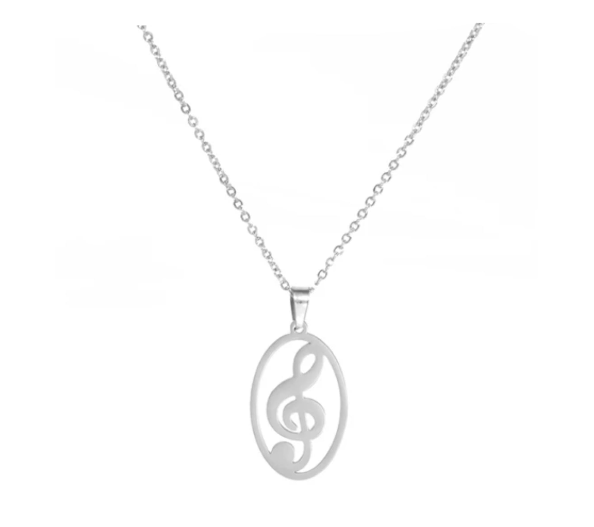 CrownOfRibbons Silver Music Necklace, Musical Note Pendant Charm, Piano, Flute, Guitar Gift