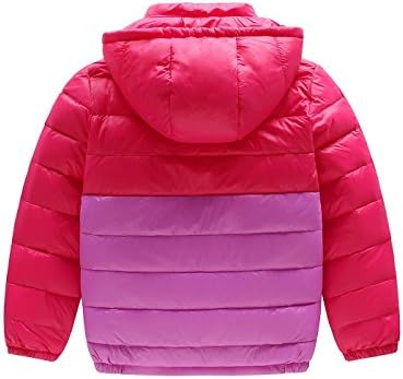 DiNuoTongXing Girls Down Outwear Thin Puffy Warm Wimter Zipper Hand Packets Hooded Coat 3-9T