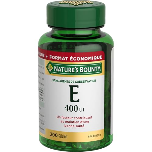 NATURE'S BOUNTY Vitamin E, 400 IU, Antioxidant, Preservative Free, 200 Softgels, 134 g