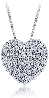 Heart Diamond Pendant necklace Round Diamonds 0.20 carat,14k white gold.