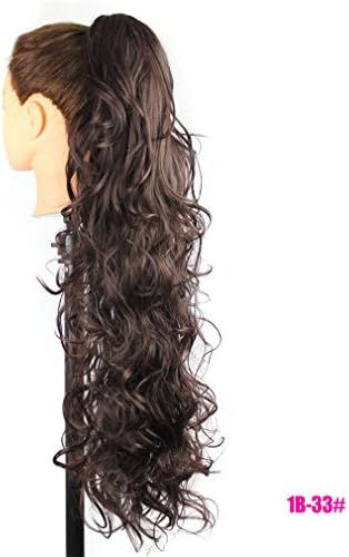 75Cm Long Curly Ponytail 220G Artificial Synthetic Tress Claw In Pony Tail Hair Extension Natural False Women's Hairpiece 1B/30HL 30inches