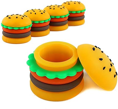COZYANDMORE 5ml Silicone Hamburger Wax Container - Nonstick Silicone Storage Box for Oil Wax - Food Grade Wax Oil Multi Use Hamburger Jar - 5pcs