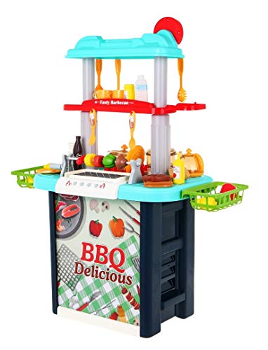 Ramiz Kinder Rollenspiel - Doppelseitige Spielküche Kinderküche Spielset mit Spielzeug Lebensmittel, Zubehör, Wasserhahn… – Bild 5